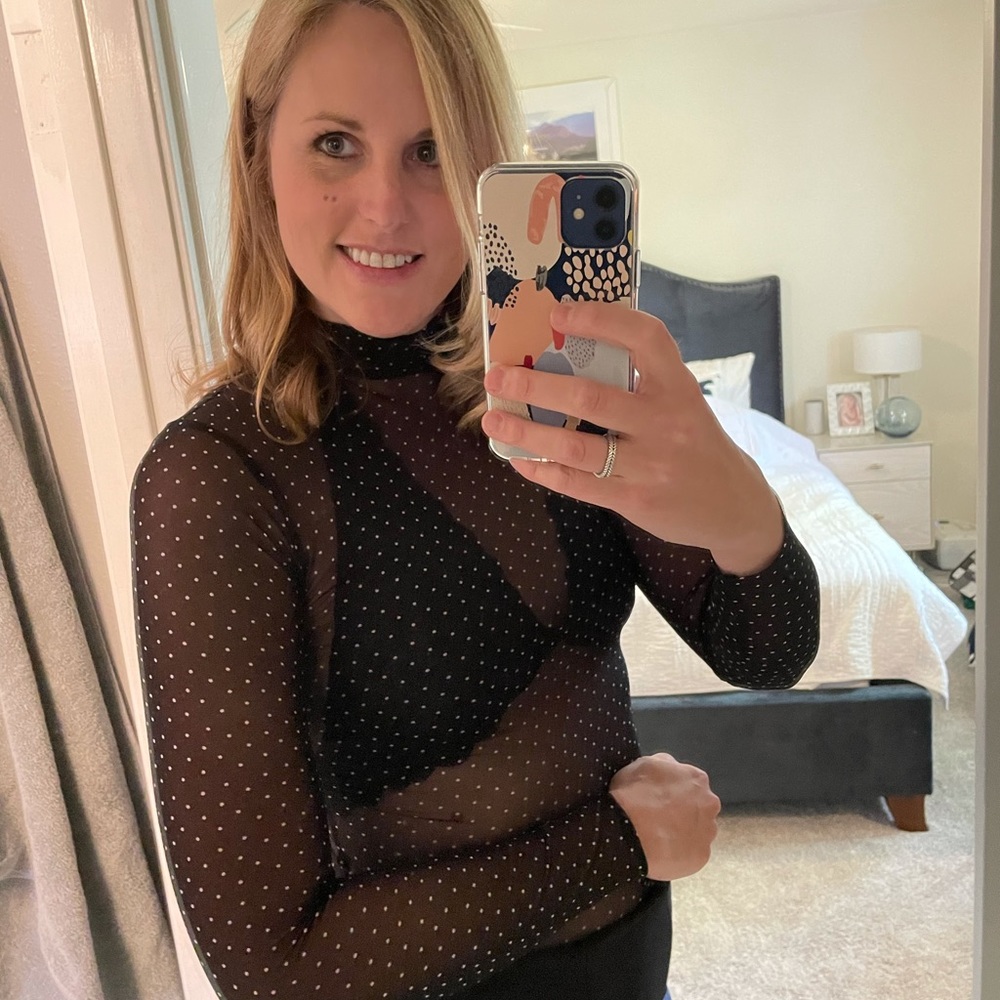 AFRM sheer polka dot top.